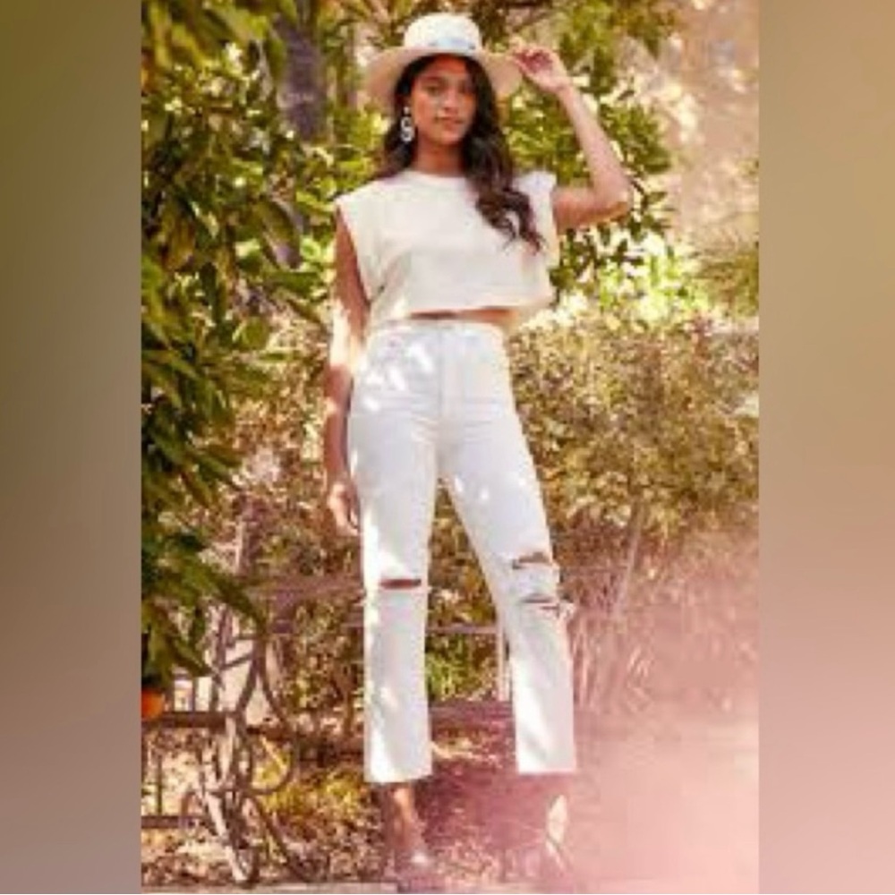 Agolde Riley High Rise Crop Distressed Jeans